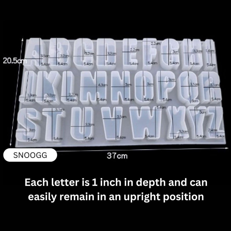 Snoogg قوالب سيليكون من الأبجدية الإنجليزية الثقيلة مع عمق 1 بوصة للاستخدام المتعدد في فن الراتنج، لوحات الأسماء، فن العلامات، الفعاليات، لوحات الإعلانات، (قاعدة خشبية بارتفاع 10 بوصات) - Image 3