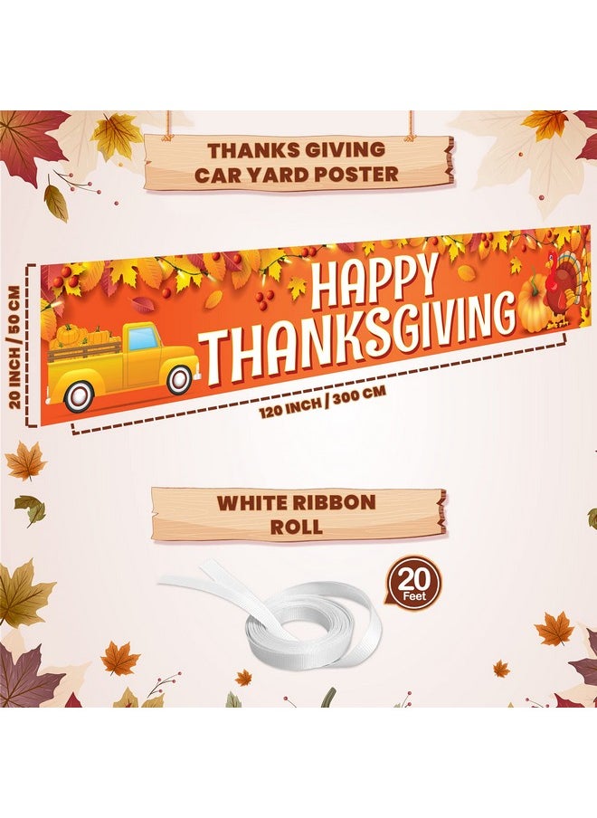 KATCHON Happy Thanksgiving Yard Banner Xtralarge 120X20 Inch Thanksgiving Yard Signs Backdrop For Thanksgiving Yard Decorations Thanksgiving Banner Outdoor Thanksgiving Outdoor Decorations  - Image 2