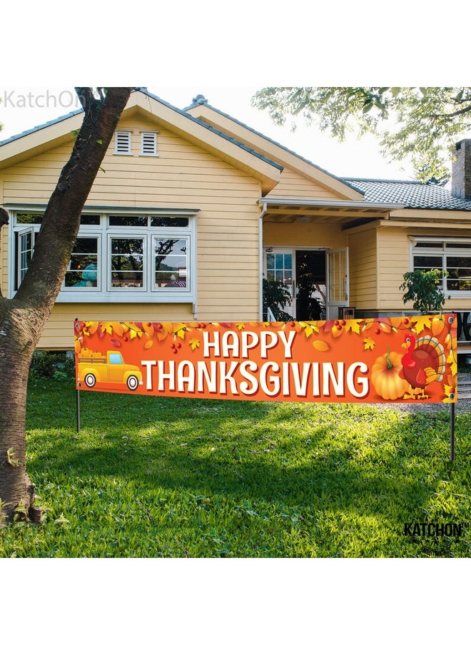 KATCHON Happy Thanksgiving Yard Banner Xtralarge 120X20 Inch Thanksgiving Yard Signs Backdrop For Thanksgiving Yard Decorations Thanksgiving Banner Outdoor Thanksgiving Outdoor Decorations  - Image 4