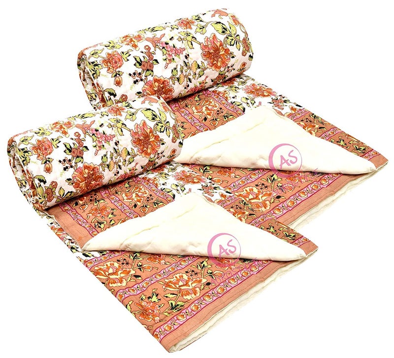 WORLDNEX 400 TC Pure Cotton FabricFilling Rajasthani Traditional Designs Printed Light Weight Jaipuri Single Bed QuiltRazaiRajai Design 17 - Image 3