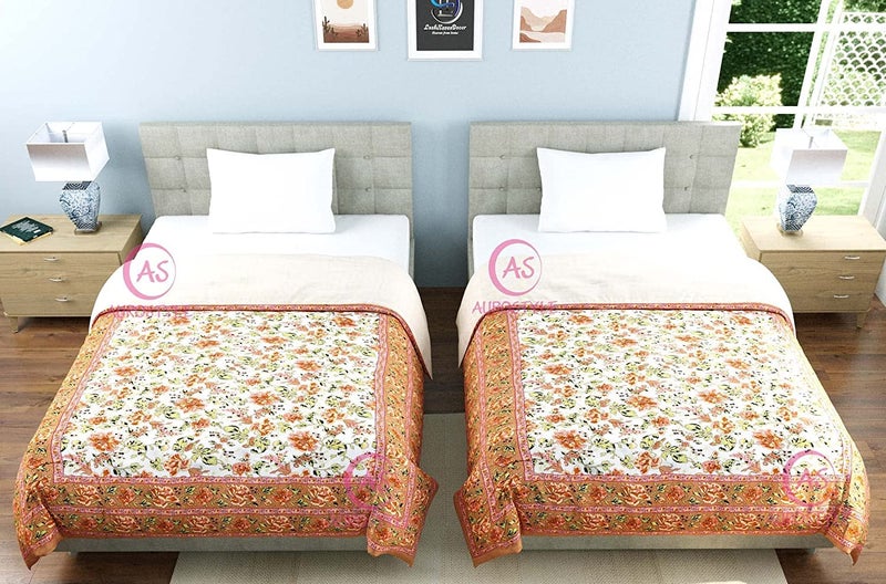 WORLDNEX 400 TC Pure Cotton FabricFilling Rajasthani Traditional Designs Printed Light Weight Jaipuri Single Bed QuiltRazaiRajai Design 17 - Image 5