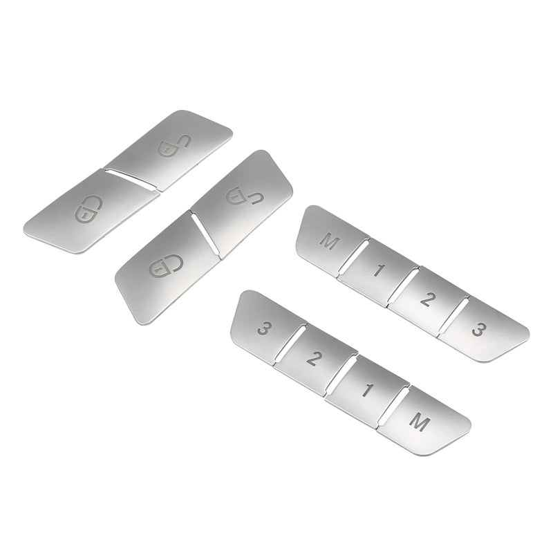 A ABSOPRO Car Seat Memory Door Lock Unlock Button Sticker Adjust Switch Button Trim Cover for Benz a Class 13-17 Chrome Silver Tone (Set of 12) - Image 1
