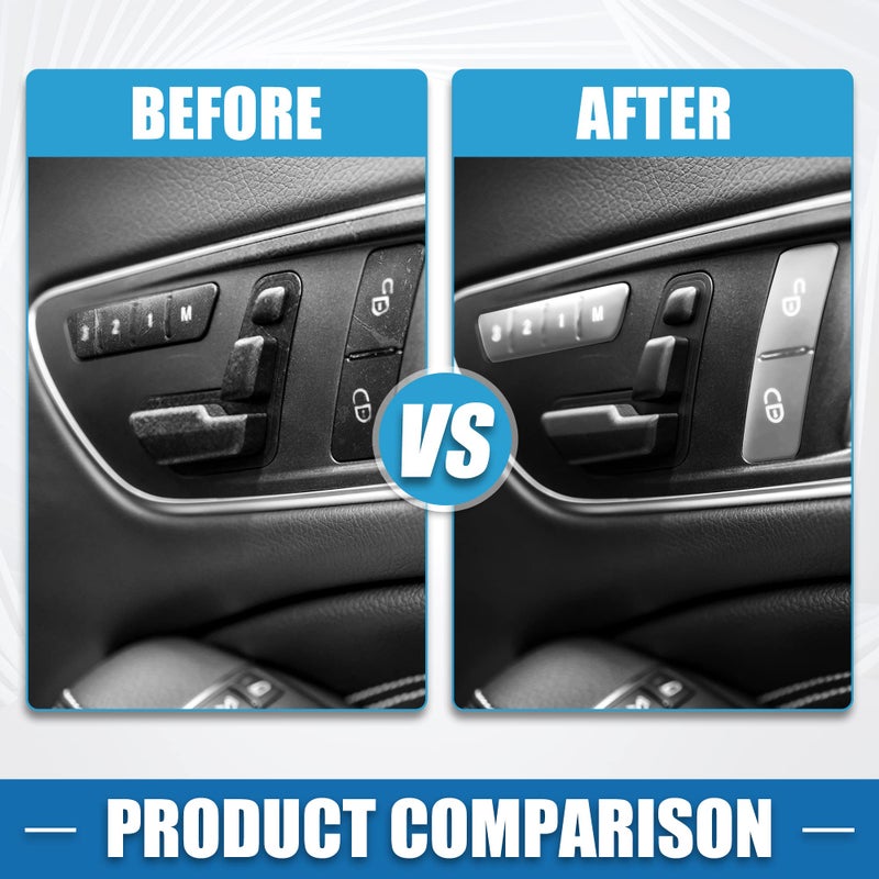A ABSOPRO Car Seat Memory Door Lock Unlock Button Sticker Adjust Switch Button Trim Cover for Benz a Class 13-17 Chrome Silver Tone (Set of 12) - Image 3
