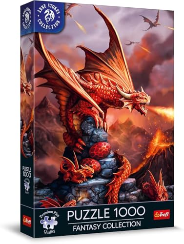 Trefl Premium Plus Quality Puzzle Fantasy Collection Fire Dragon 1000 Pieces Series of Fantasy World Images Anne Stokes Perfect Piece Fit for Adults and Children from 14 Years - Image 1