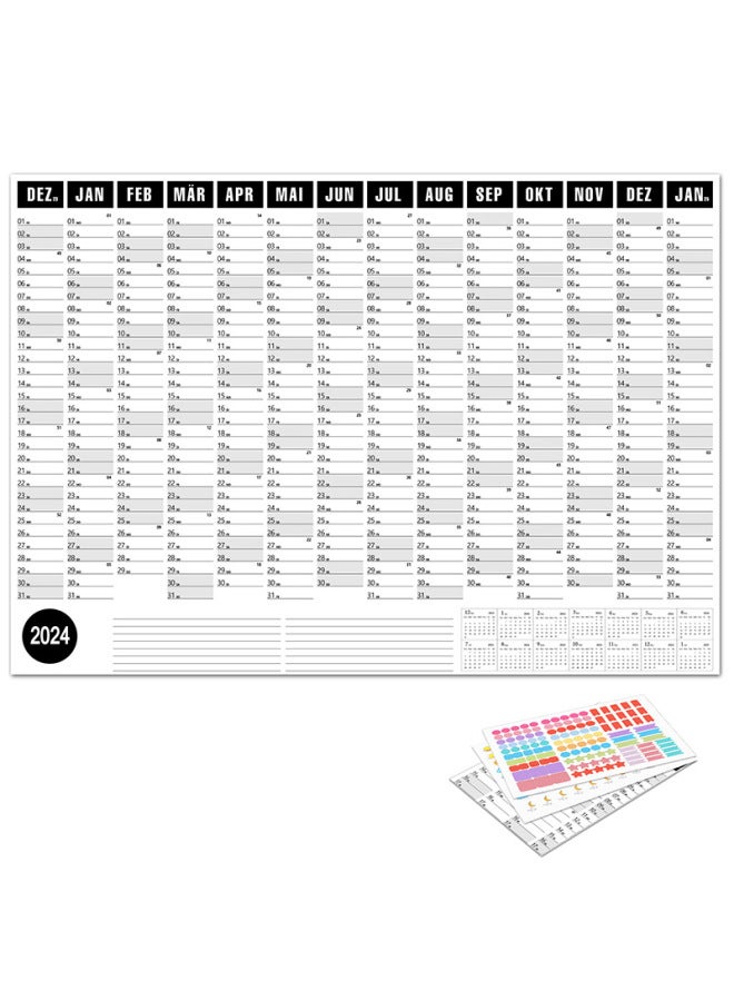 Chic Calendar European And American Style Wall Calendar Creative Simple Memo Schedule With Double-sided Patch Stickers - Image 1