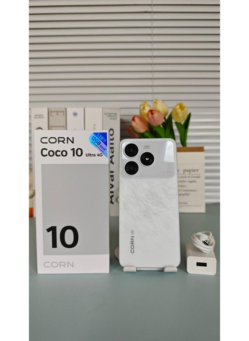 كورن Coco 10 Ultra شاشة 6.8 بوصة عالية الدقة + بطارية 5000 مللي أمبير في الساعة وذاكرة وصول عشوائي 4 جيجابايت وذاكرة قراءة فقط 128 جيجابايت باللون الأبيض - Image 1