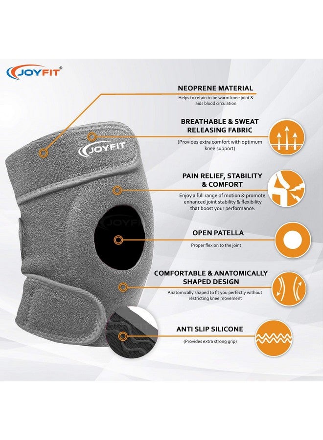 JoyFit Knee Cap - Knee Support With Anti Slip Design, Adjustable, Breathable Neoprene Knee Brace For Arthritis, Pain Relief, Sports Activities Gym Workouts For Men & Women (Pair), Free Size - Image 2