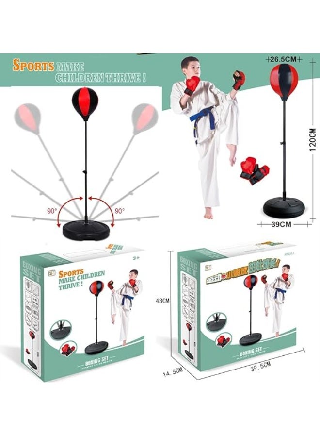 Kids Boxing Set with Punching Bag, Gloves, Adjustable Stand & Rebound Ball – For Boys and Girls Ages 3–10 - Image 3