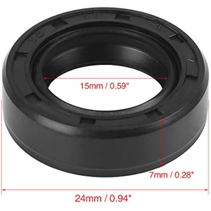 ريحني ختم عمود زيت مطاطي مزدوج الشفة TC بحجم 15 مم × 24 مم × 7 مم لعمود زيت السيارات - Image 2