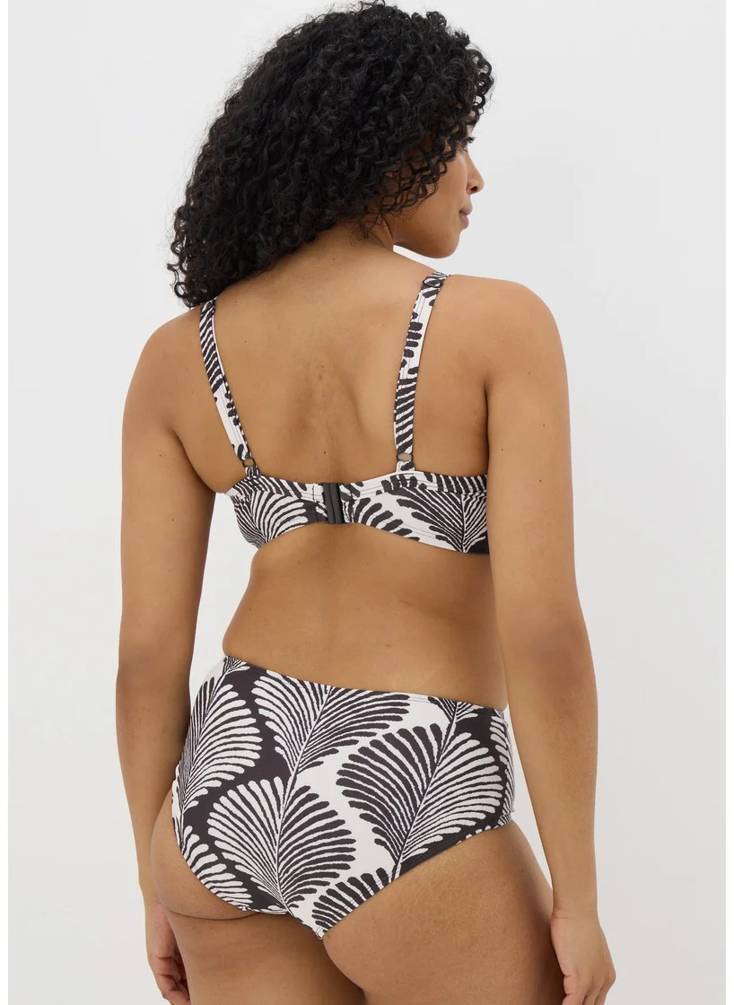 Matalan DD+ Black Mono Shell Print Midi Bikini Bottoms