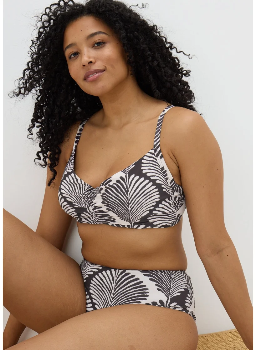 Matalan DD+ Black Mono Shell Print Midi Bikini Bottoms