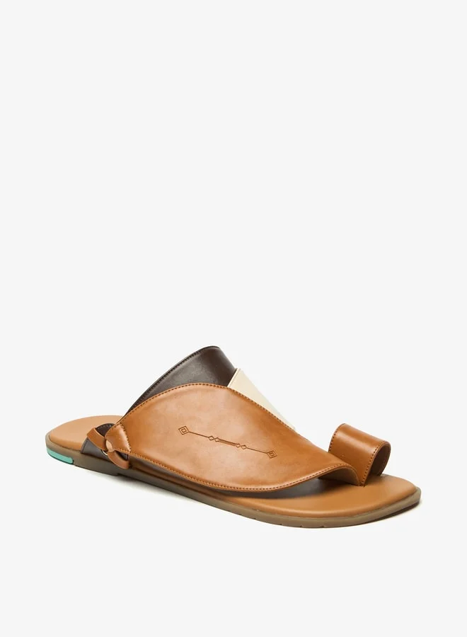 Al Waha Men Colourblock Slip-On Arabic Sandals with Toe Loop Detail