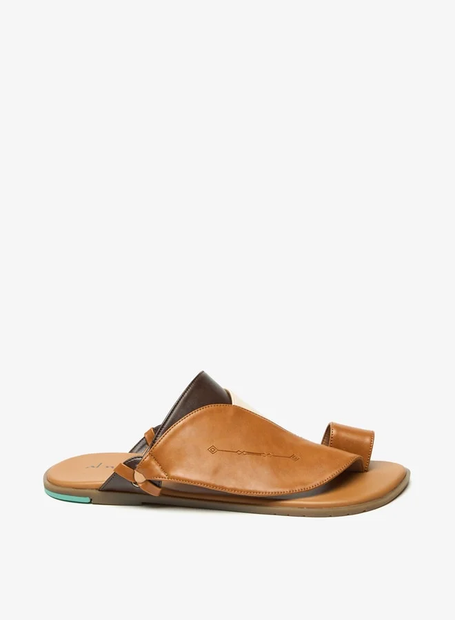 Al Waha Men Colourblock Slip-On Arabic Sandals with Toe Loop Detail