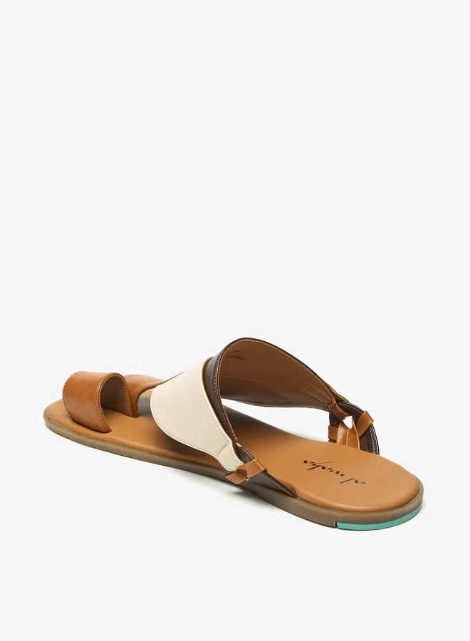 Al Waha Men Colourblock Slip-On Arabic Sandals with Toe Loop Detail