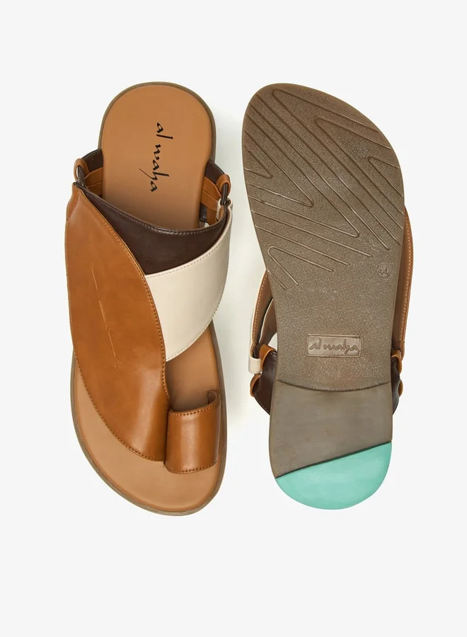 Al Waha Men Colourblock Slip-On Arabic Sandals with Toe Loop Detail