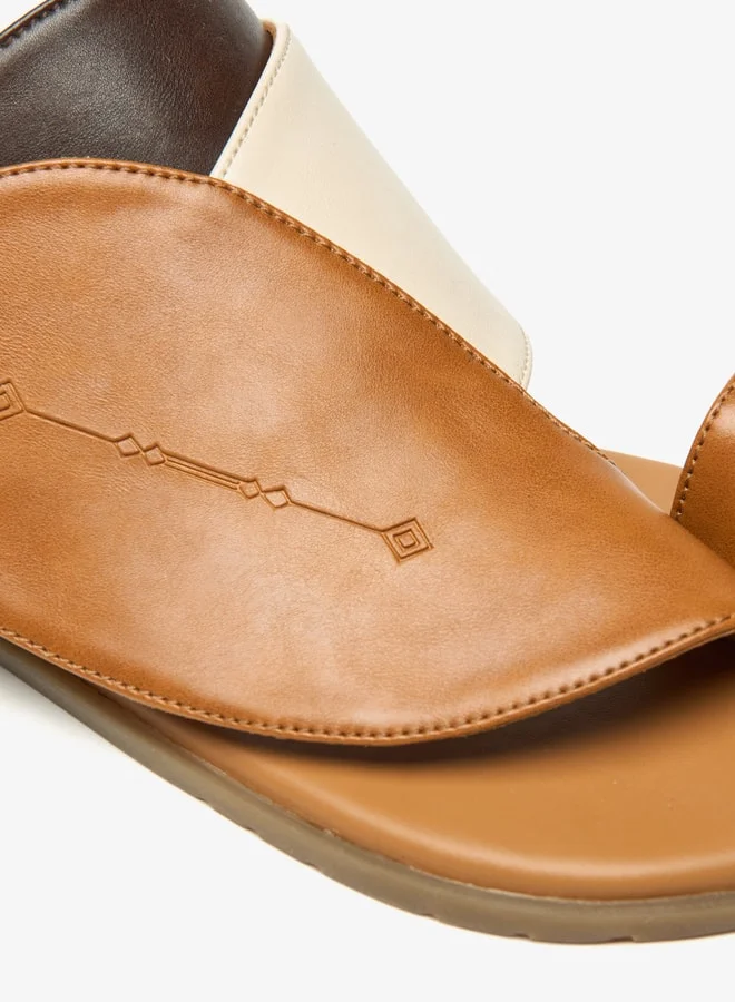 Al Waha Men Colourblock Slip-On Arabic Sandals with Toe Loop Detail