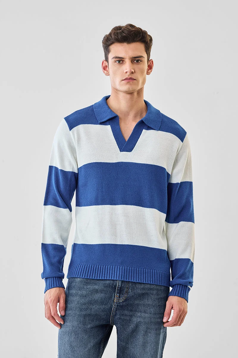 SNITCH بلوفر بولو مخطط جريء من الأكريليك %