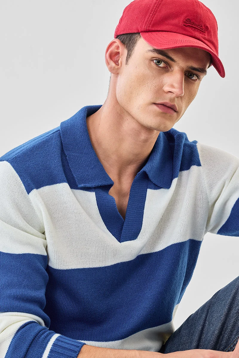 SNITCH بلوفر بولو مخطط جريء من الأكريليك %