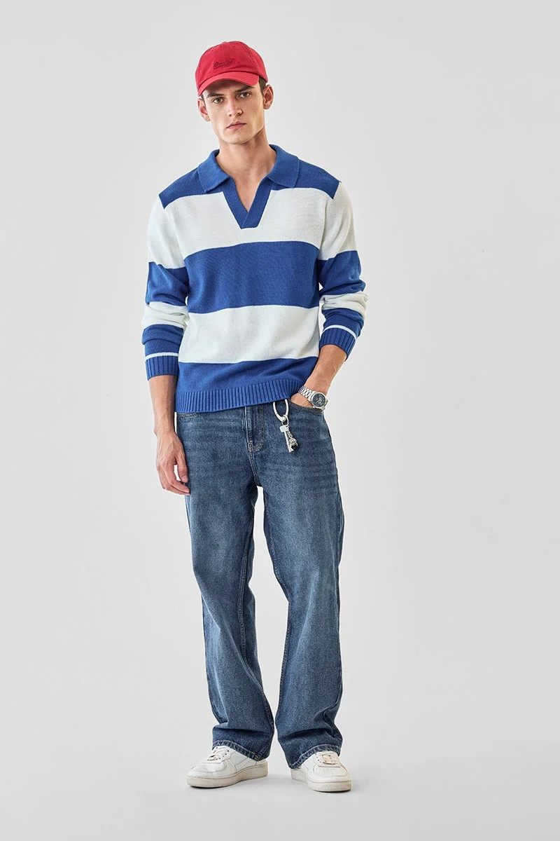 سنيتش بلوفر بولو مخطط جريء من الأكريليك %