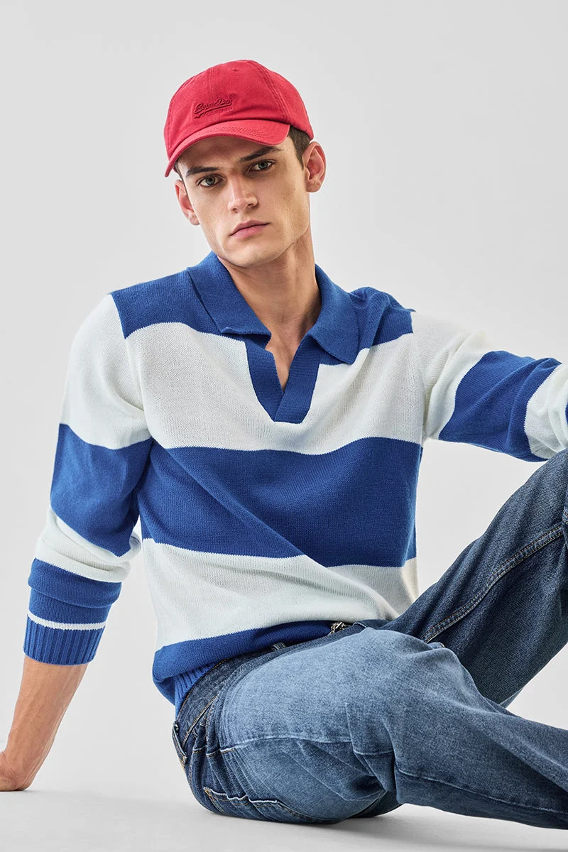 سنيتش بلوفر بولو مخطط جريء من الأكريليك %