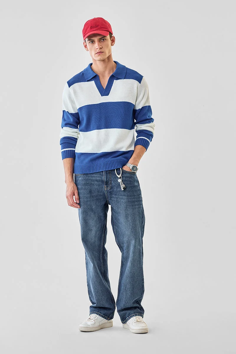 سنيتش بلوفر بولو مخطط جريء من الأكريليك %