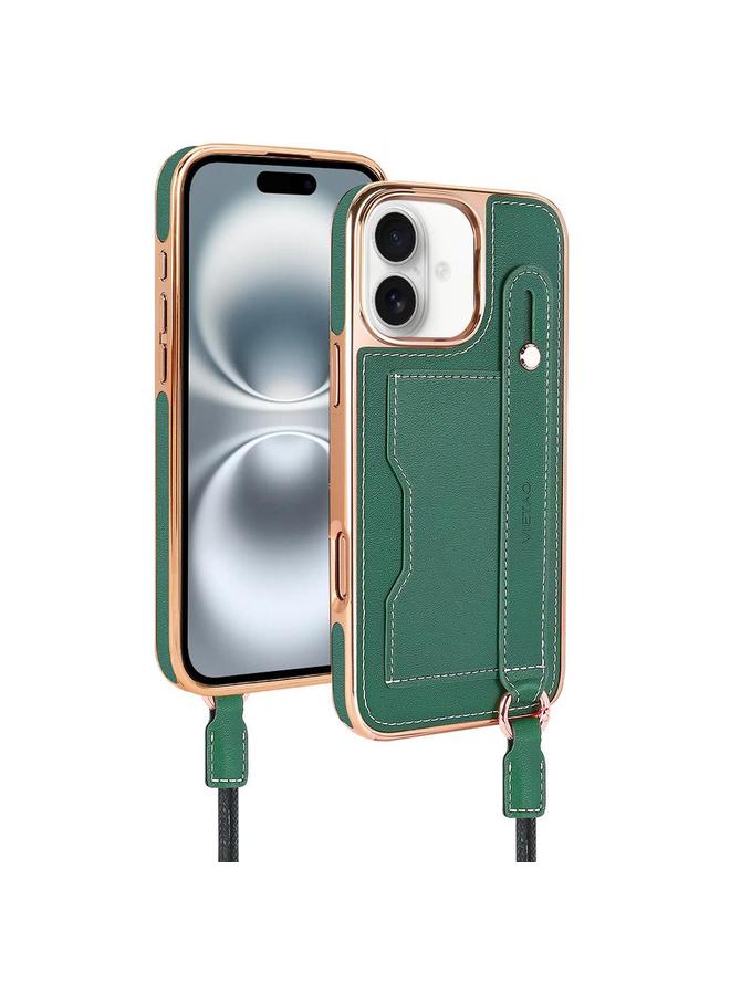 إيروريكس جراب لهاتف iPhone 16 Plus مزود بفتحة بطاقة وسوار معصم وحزام - Image 1