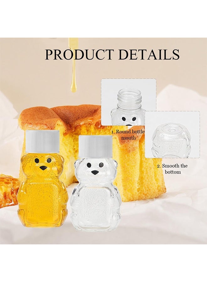 2 Pcs 2oz Plastic Honey Bear Bottle, Bear Shape Clear Empty Honey Jar with Screw Yellow Lid, Honey Dispenser for Baby Shower Party Favors Gifts (white) - Image 2