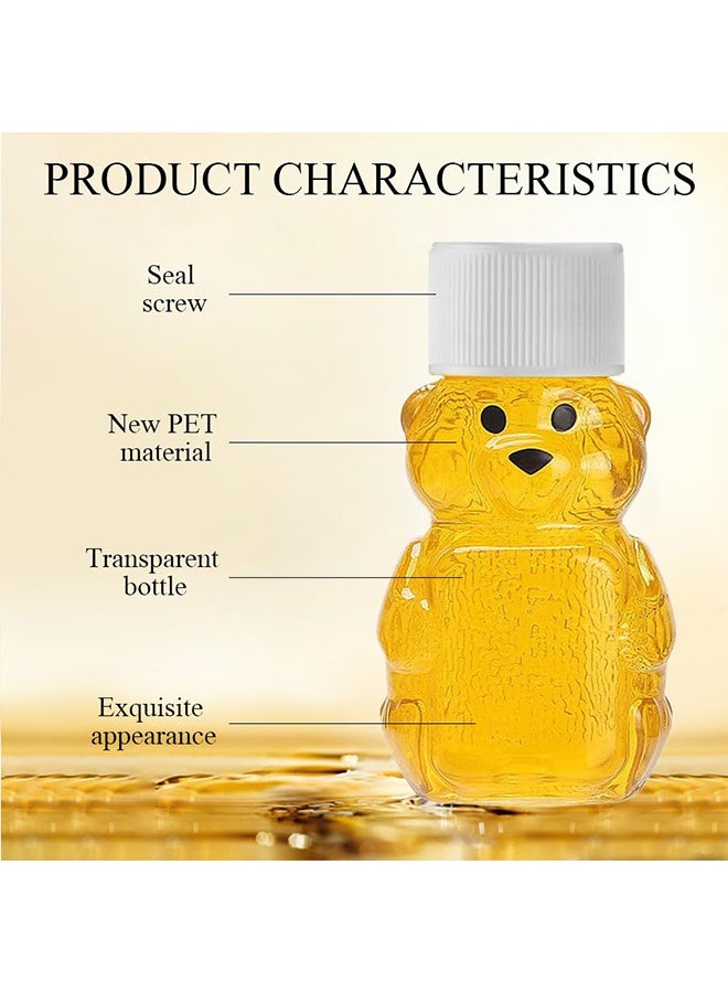 2 Pcs 2oz Plastic Honey Bear Bottle, Bear Shape Clear Empty Honey Jar with Screw Yellow Lid, Honey Dispenser for Baby Shower Party Favors Gifts (white) - Image 3
