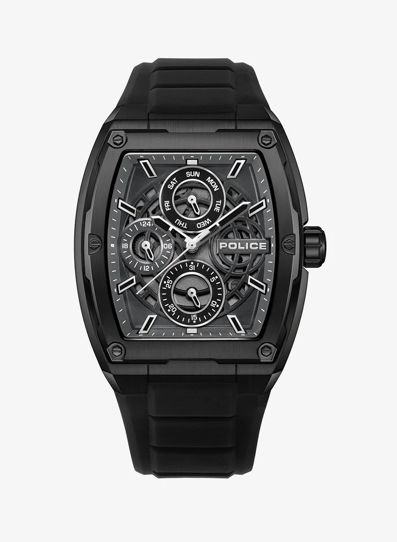 Creed Men's 42mm Multifunction Watch with Black IP Stainless Steel Case, Charcoal Dial & Black Silicone Strap