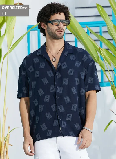 كامبوس سوترا Men's Onyx Black Indie-Cuban Oversized Shirt