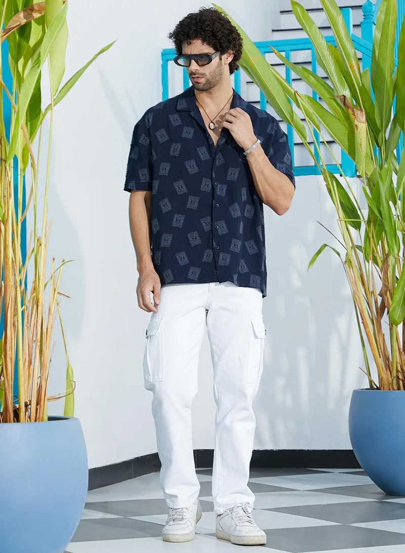 كامبوس سوترا Men's Onyx Black Indie-Cuban Oversized Shirt