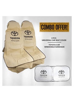 TOYOTA Combo Buy Car Seat Dust Dirt Protection Cover  2 Pieces Set, Beige And Car Windshield Sunshade Car Sun Shade UV Rays And Heat Protector  - Image 5