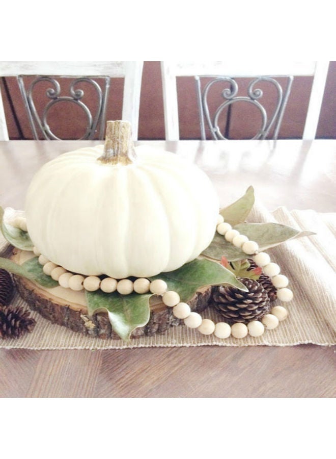 NIBEMINENT Nordic Round Wooden Beads Garland Wall Hanging Beige - Image 5