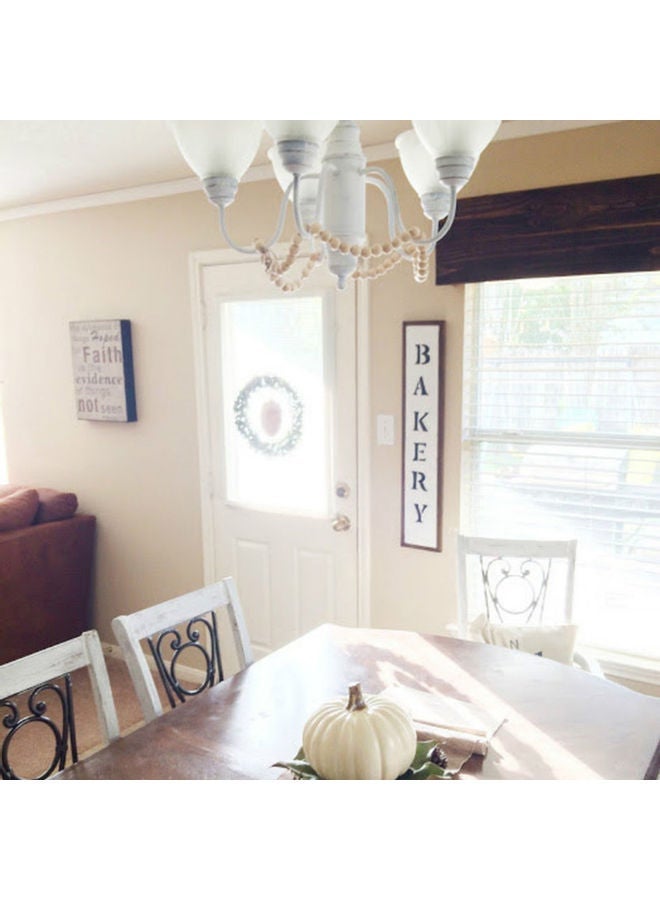 NIBEMINENT Nordic Round Wooden Beads Garland Wall Hanging Beige - Image 2