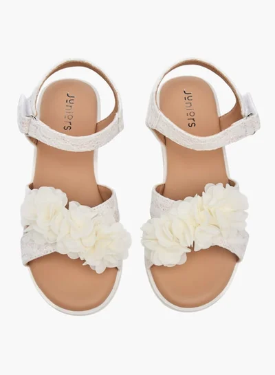 JUNIORS Girls Floral Accent Sandals With Hook And Loop Closure