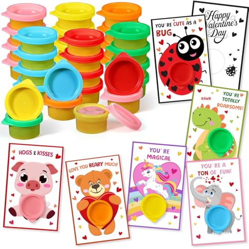 Seenelling 24 Sets Modeling Clay for Kid Mini Modelings Dough Bulk with Cards Goodies Bag Filler Classroom Gift Exchange Party Favor Kids Arts Crafts Preschool ToysAnimal - Image 1