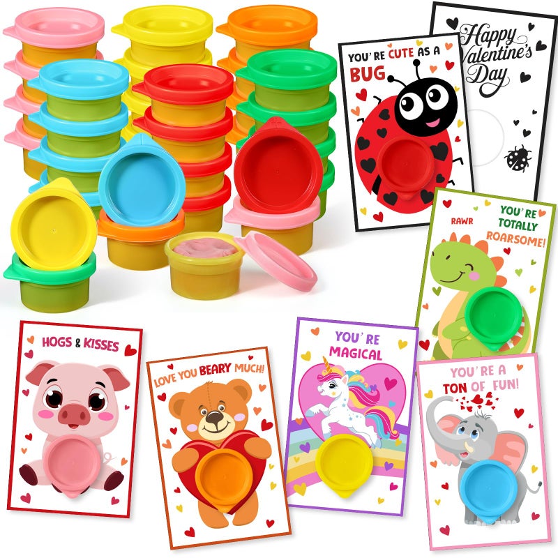 Seenelling 24 Sets Modeling Clay for Kid Mini Modelings Dough Bulk with Cards Goodies Bag Filler Classroom Gift Exchange Party Favor Kids Arts Crafts Preschool ToysAnimal - Image 3