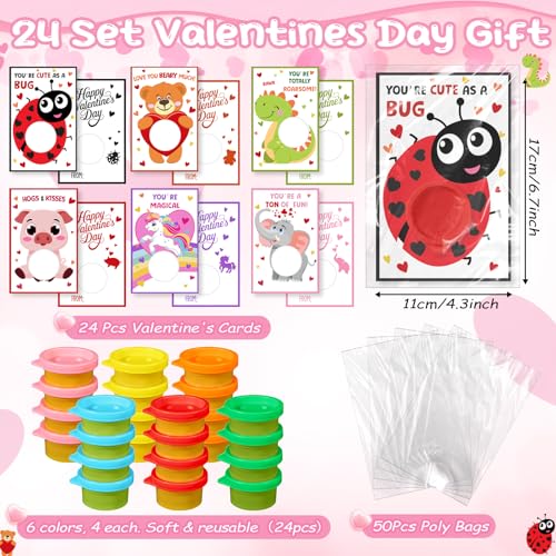 Seenelling 24 Sets Modeling Clay for Kid Mini Modelings Dough Bulk with Cards Goodies Bag Filler Classroom Gift Exchange Party Favor Kids Arts Crafts Preschool ToysAnimal - Image 5