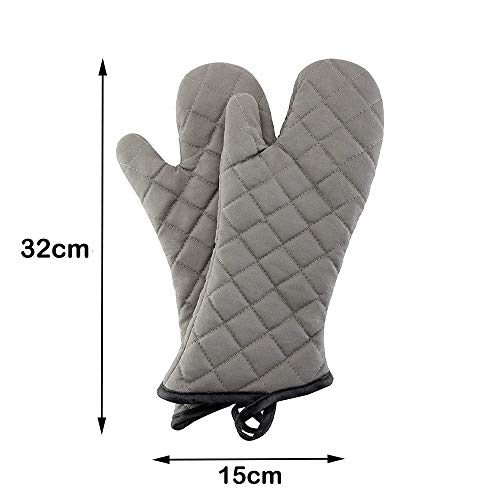 Fine Décor FineDecor Professional Cotton Oven Mitt, Oven Mitts with Quilted Lines, Heat Resistant Pot Holders, Flexible Oven Hand Gloves, Grey (Large) - Image 3