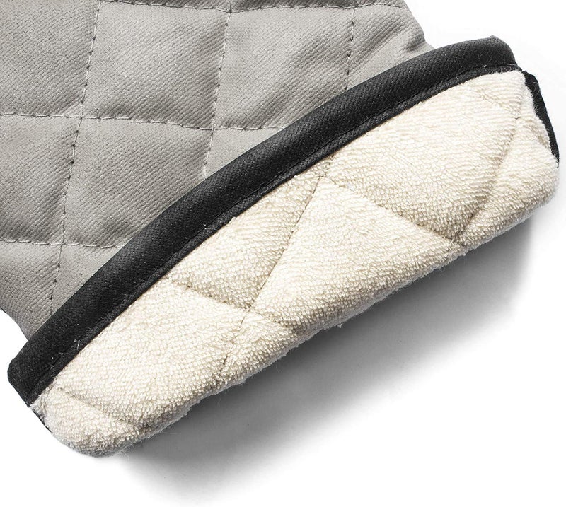 Fine Décor FineDecor Professional Cotton Oven Mitt, Oven Mitts with Quilted Lines, Heat Resistant Pot Holders, Flexible Oven Hand Gloves, Grey (Large) - Image 2