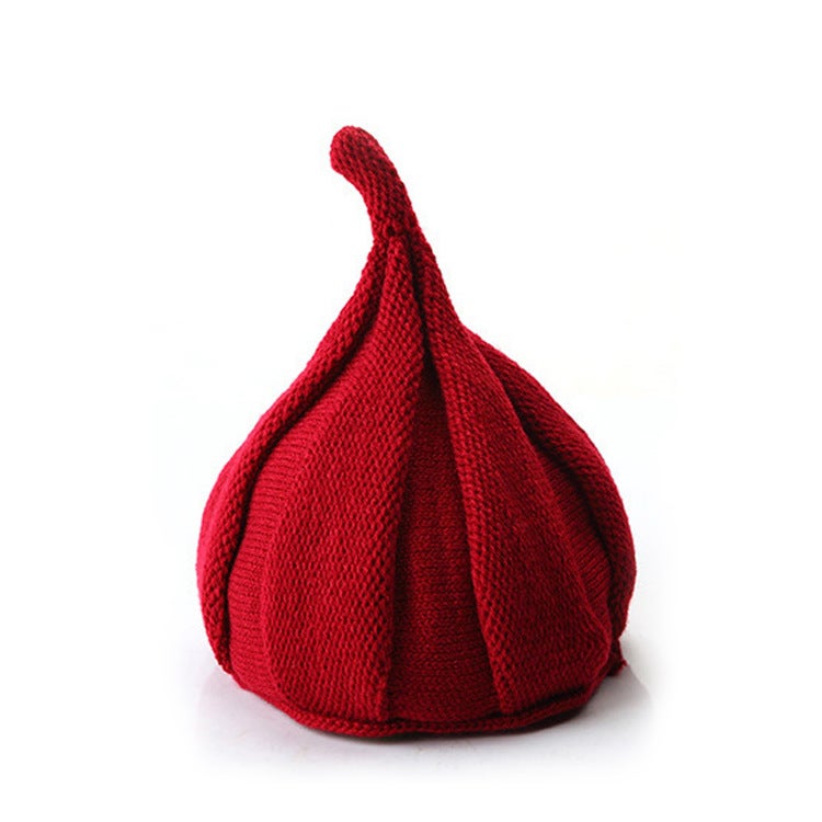 Cute Flower Knit Baby Cap with Twisted Top Paohong