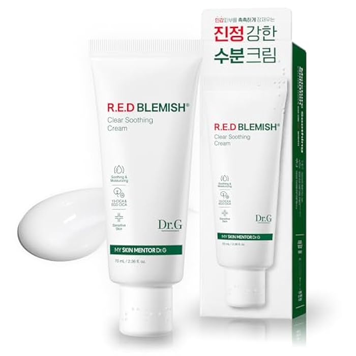 Dr. G Dr.G Red Blemish Clear Soothing Korean Moisturizer Face Cream, 70ml - Cica Cream, Korean Skin Care Moisturizer, Korean Face Moisturizer, Facial Moisturizer, Korean Skincare, K Beauty Skincare Coreano - Image 1
