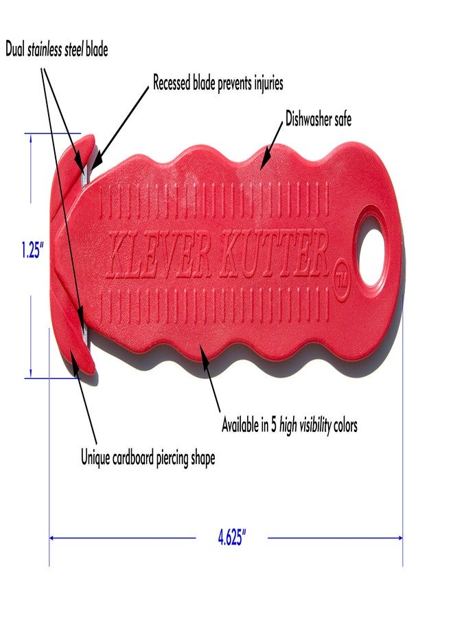 Klever Kutter Klever Innovations Cutter Stainless Steel Package Opener, Safety Utility Cutter Assorted Colors 5 pcs, KLEVER - 5/PACK MIX - Image 2