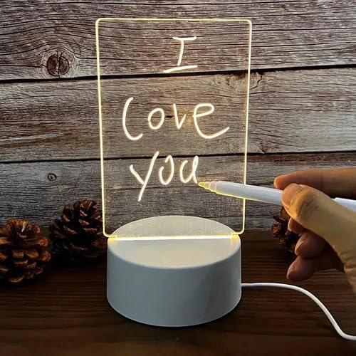 KRESHU LED 3D Creative Visualization Acrylic Light Table Light Writing Message Board for Keeping Notes, Messages, Greetings Smart USB Connected Writing Notes for Home Office Erasable Board(Rectangle) - Image 1