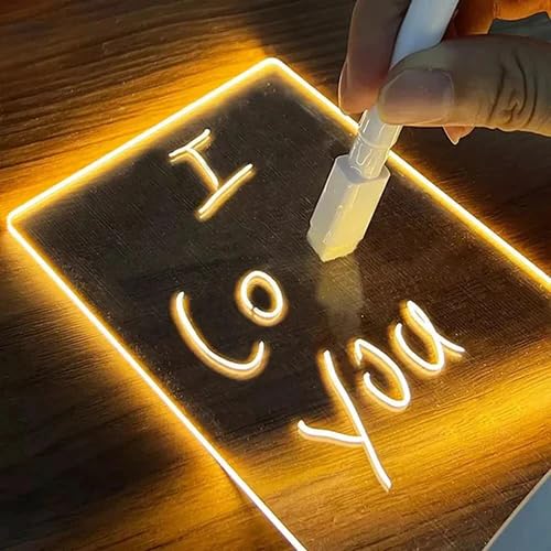 KRESHU LED 3D Creative Visualization Acrylic Light Table Light Writing Message Board for Keeping Notes, Messages, Greetings Smart USB Connected Writing Notes for Home Office Erasable Board(Rectangle) - Image 3