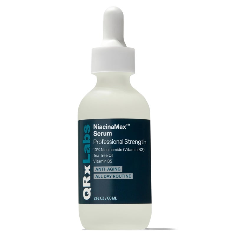 QRxLabs NiacinaMax Serum with 10% Niacinamide (Vitamin B3), Tea Tree Oil, Calendula Extract, Allantoin and Vit. B5 & E â€“ Enhanced Dermal Penetration â€“ Shrinks Pores & Reduces Blemishes on Skin â€“ 2 oz / 60 ml - Image 1
