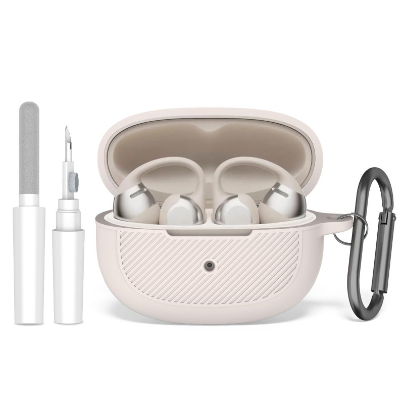 TUDIOW for SHOKZ OpenDots ONE Case, Soft Silicone Shockproof Protective Case Cover Compatible with SHOKZ OpenDots One's Earbuds Accessories with Cleaning Kit & Keychain (Gray) - Image 1