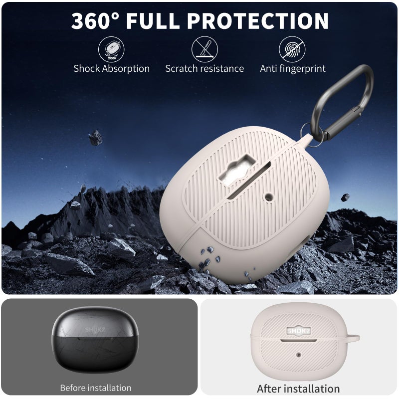 TUDIOW for SHOKZ OpenDots ONE Case, Soft Silicone Shockproof Protective Case Cover Compatible with SHOKZ OpenDots One's Earbuds Accessories with Cleaning Kit & Keychain (Gray) - Image 4