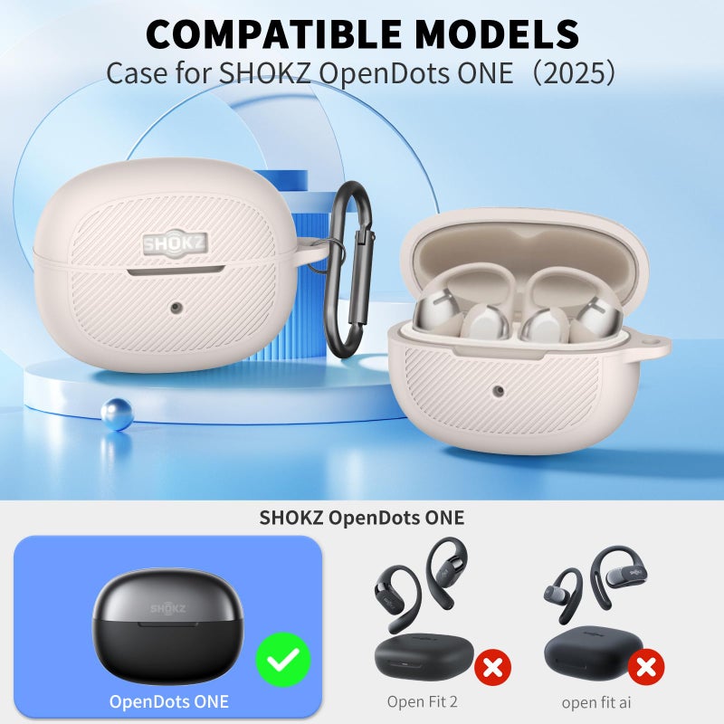 TUDIOW for SHOKZ OpenDots ONE Case, Soft Silicone Shockproof Protective Case Cover Compatible with SHOKZ OpenDots One's Earbuds Accessories with Cleaning Kit & Keychain (Gray) - Image 2