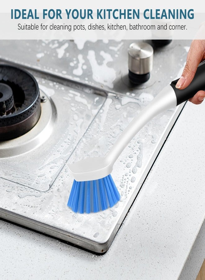 SetSail Dish Brush Set of 3 with Bottle Brush, Dish Scrub Brush with Long Handle Deep Cleaning Handle Brush with Scraper Tip for Kitchen Sink Dishes Bottle Cup Pot and Pans Tile Lines, Black Blue - Image 3